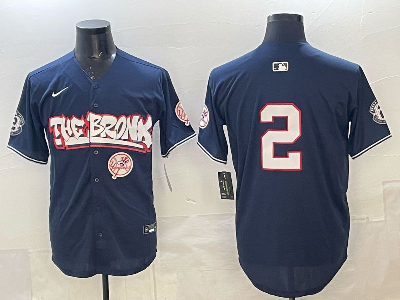 Men 2025 New York Yankees #2 Jeter Blue 4th generations Joint Name Nike MLB Jersey style 08